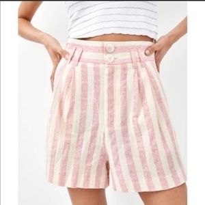 Zara linen white and pink shorts